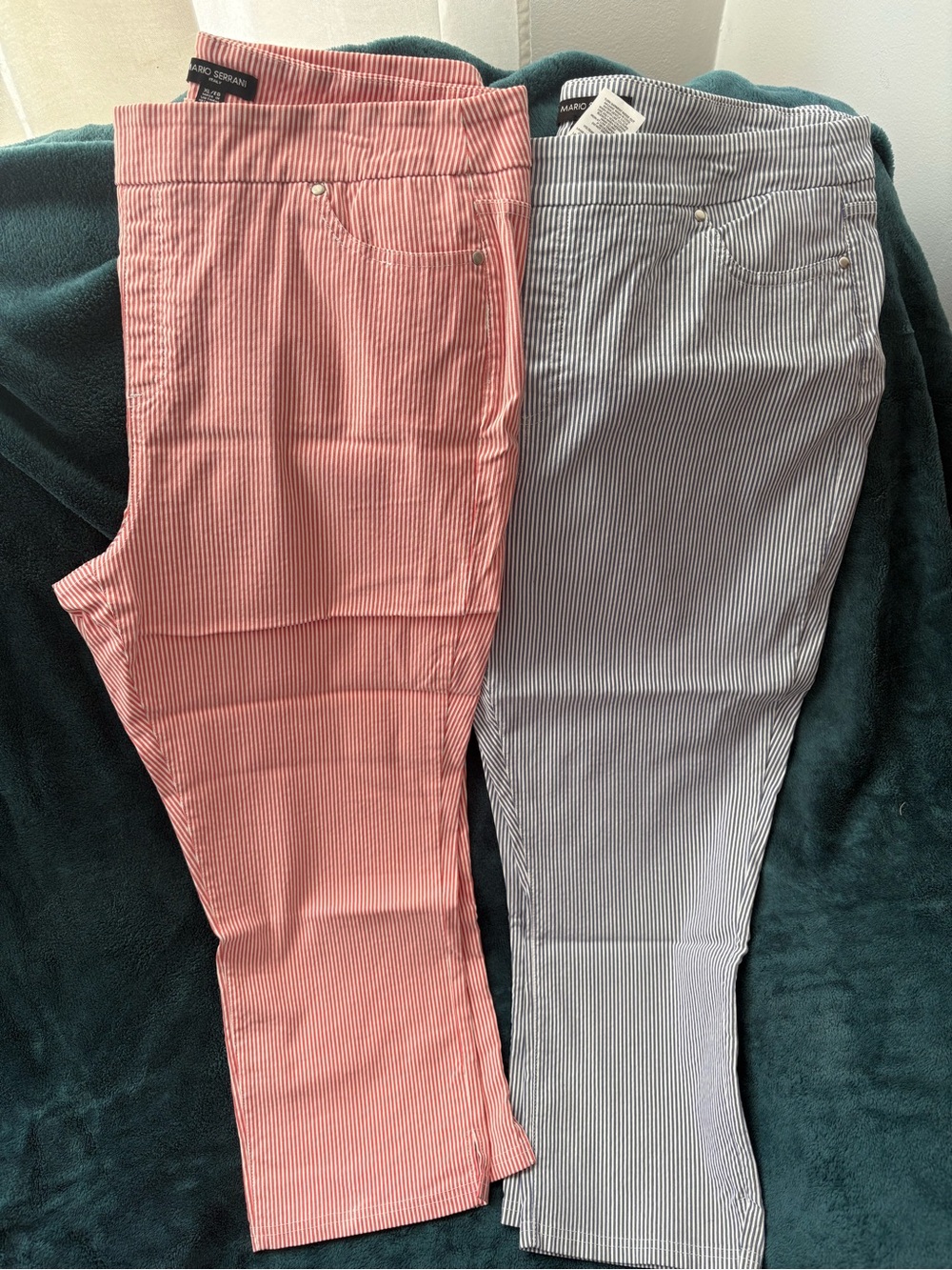 Mario Serrani Red and White and Navy and White Striped Capris